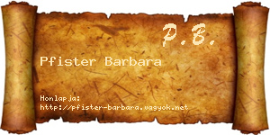 Pfister Barbara névjegykártya